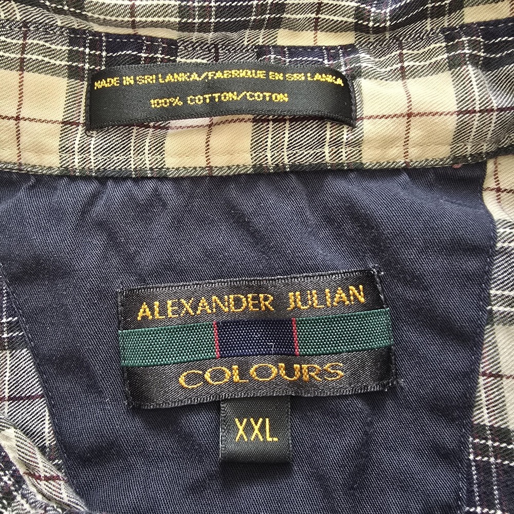 Vintage 90s Colours By Alexander Julian Men 2XL Long Sleeve Shirt Plaid Blue - Picture 5 of 9